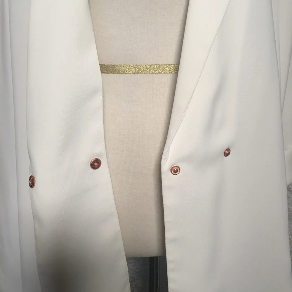 Topshop Ivory Double-Breasted Blazer